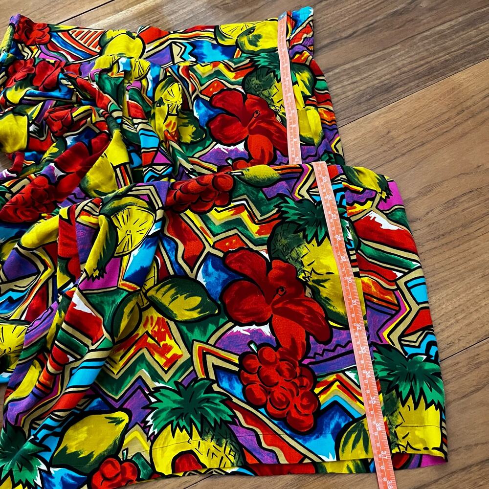 Vintage 80s Pant Set Size L Tropical Fruity Bright - Picture 10 of 16